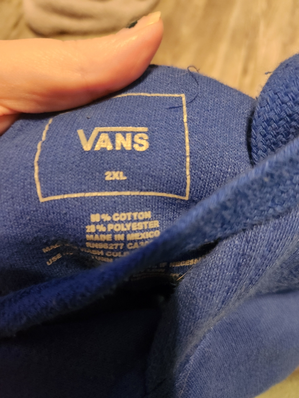 Vans Men’s Royal Blue Crewneck Hoodie with Cream Logo - Picture 2 of 2